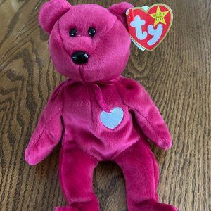 TY BEANIE BABY "VALENTINA" BEAR WITH TAG ERRORS - RARE! No Tush Stamp
